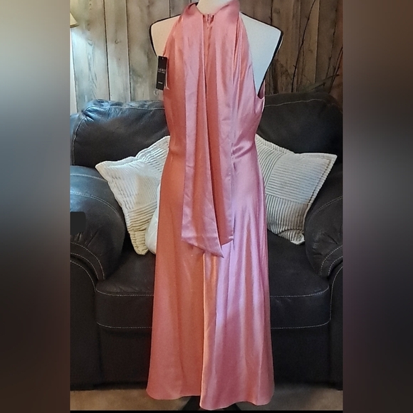 Ralph Lauren Satin Charmeuse Cocktail Dress Poolside Rose Size 12 - Picture 4 of 10